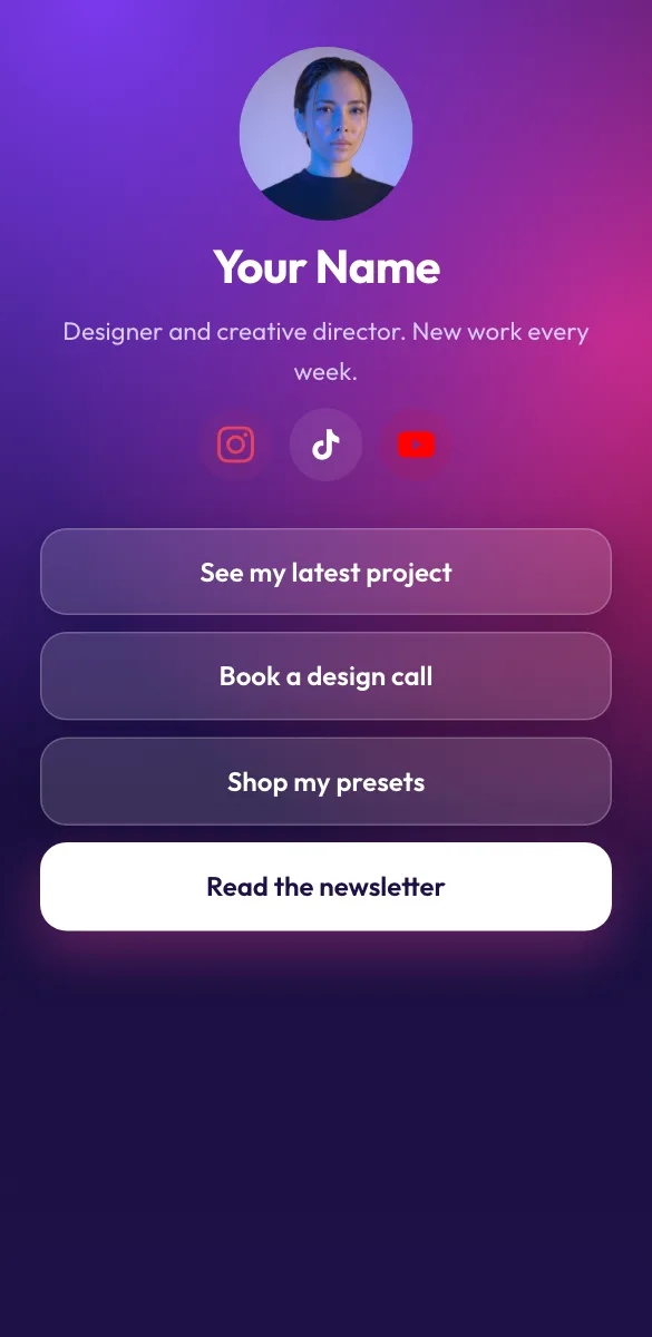 Glasshouse page template for designers