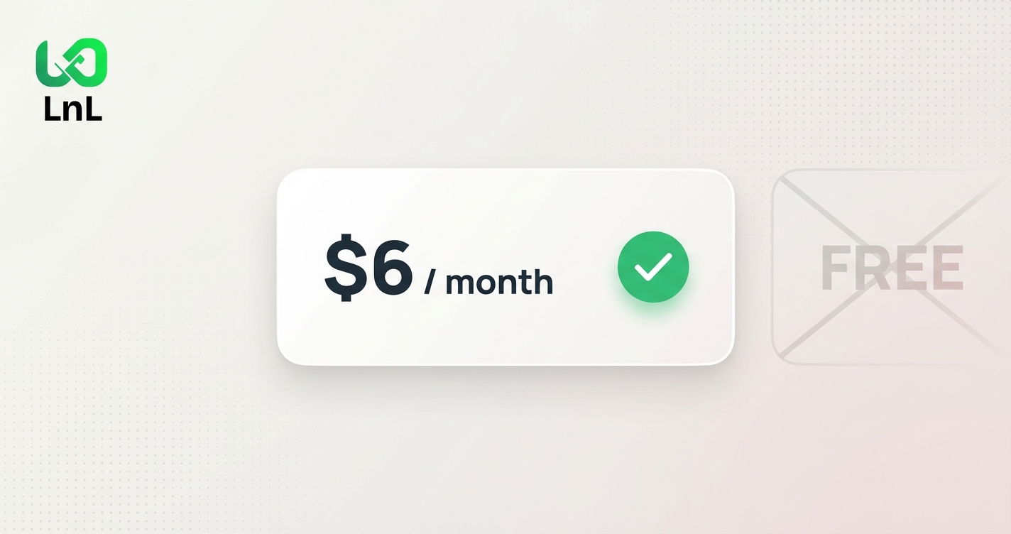 $6/month pricing card vs crossed-out FREE